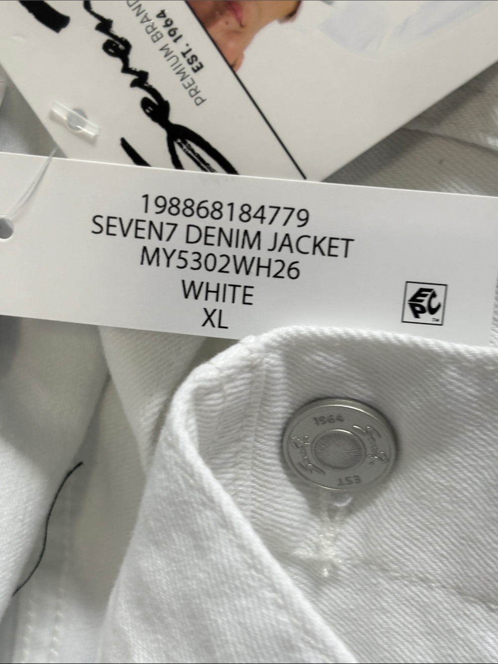 Seven7 White Denim Jacket with Button Front - Picture 8 of 8